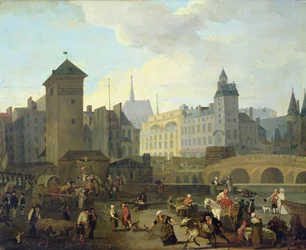 Quai de Gesvres, der Palais und die Notre-Dame-Pumpe, ca. 1791